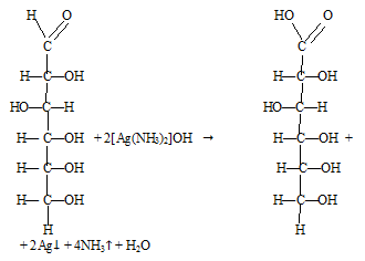 действие аммиачного раствора гидроксида серебра на глюкозу