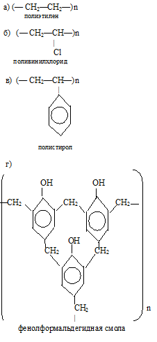 полиэтилен, поливинилхлорид, полистирол, фенолформальдегидная смола